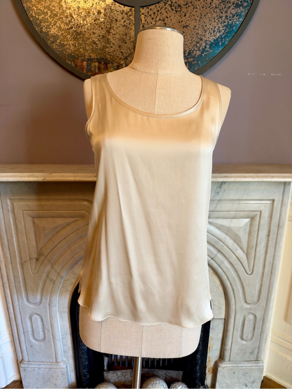 MaxMara Cream Satin Scoop Neck Camisole